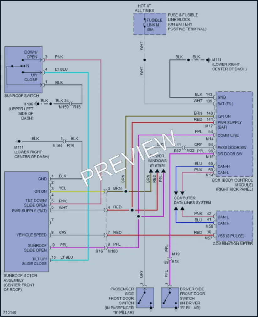 2020 Infiniti Q50 Power Top Sunroof wiring diagram preview