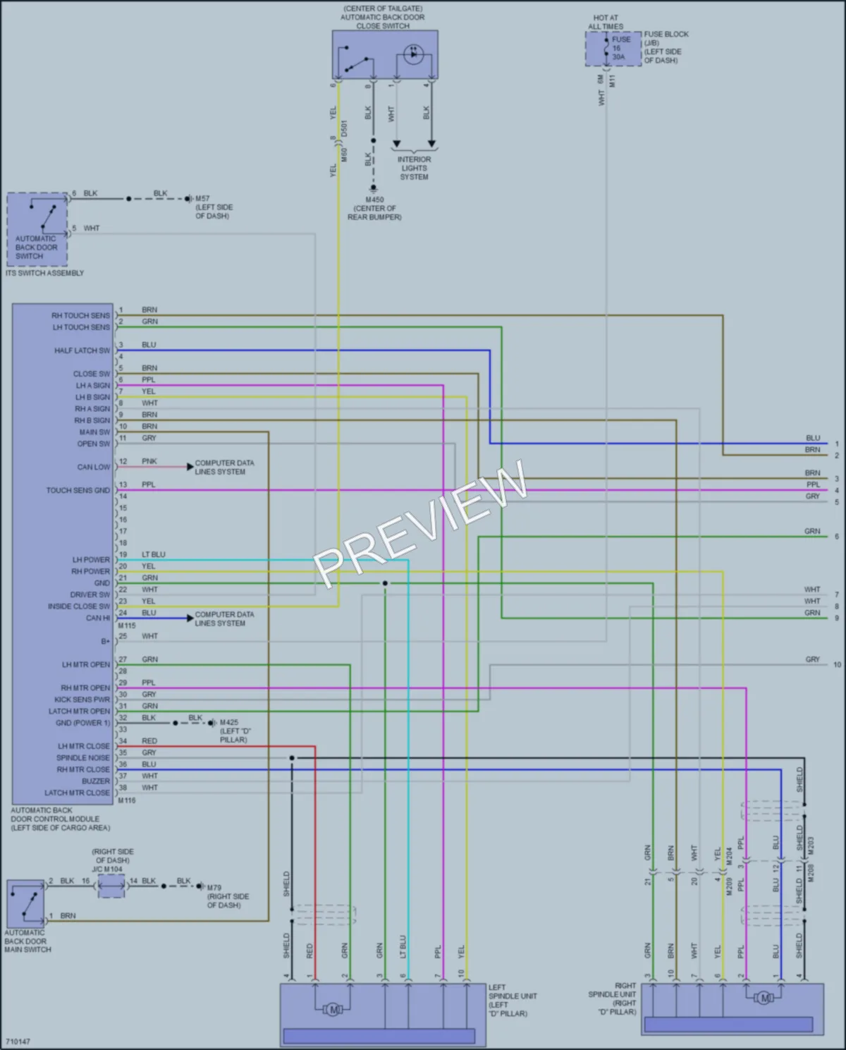 2020 Infiniti QX50 Trunk Tailgate Fuel Door wiring diagram preview