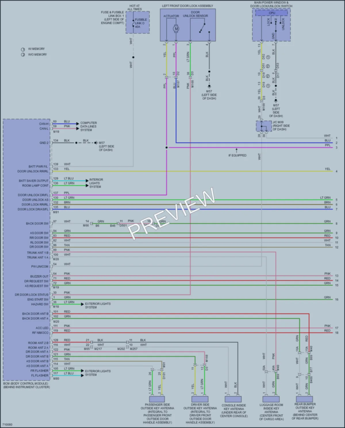 2020 Infiniti QX60 Power Door Locks wiring diagram preview