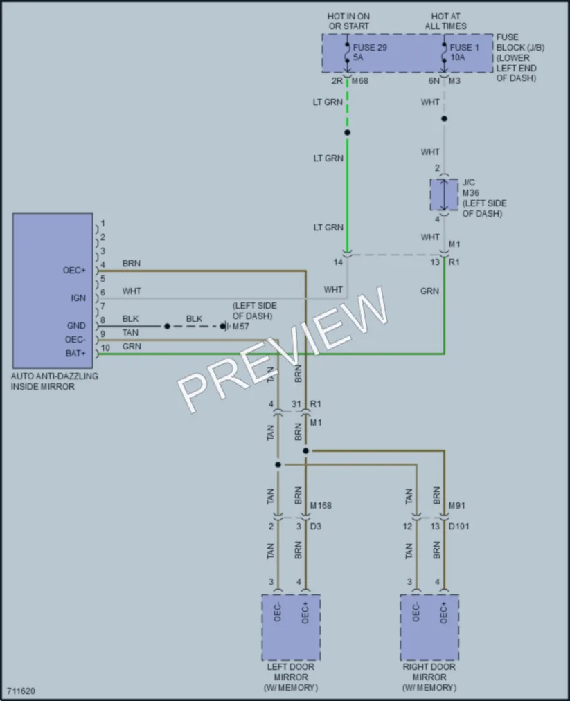 2020 Infiniti QX60 Power Mirrors wiring diagram preview