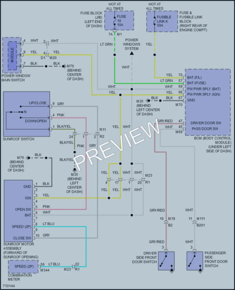 2020 Infiniti QX80 Power Top Sunroof wiring diagram preview