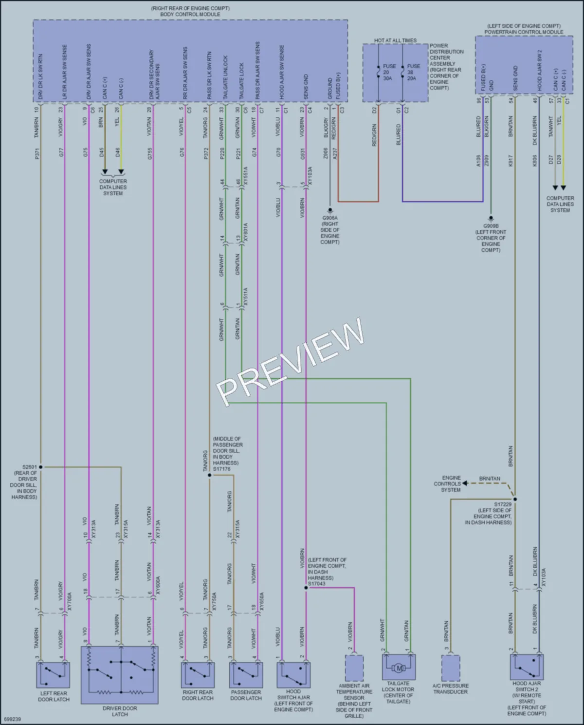 2020 Jeep Gladiator Power Door Locks wiring diagram preview