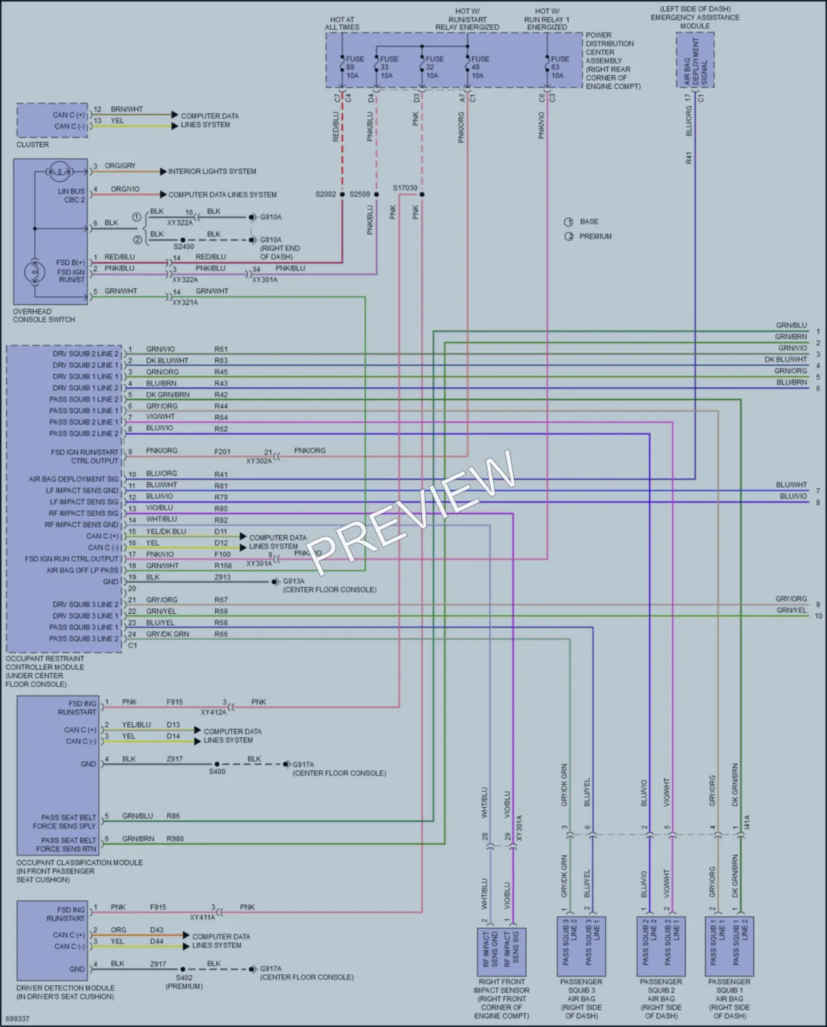 2020 Jeep Gladiator Supplemental Restraints wiring diagram preview