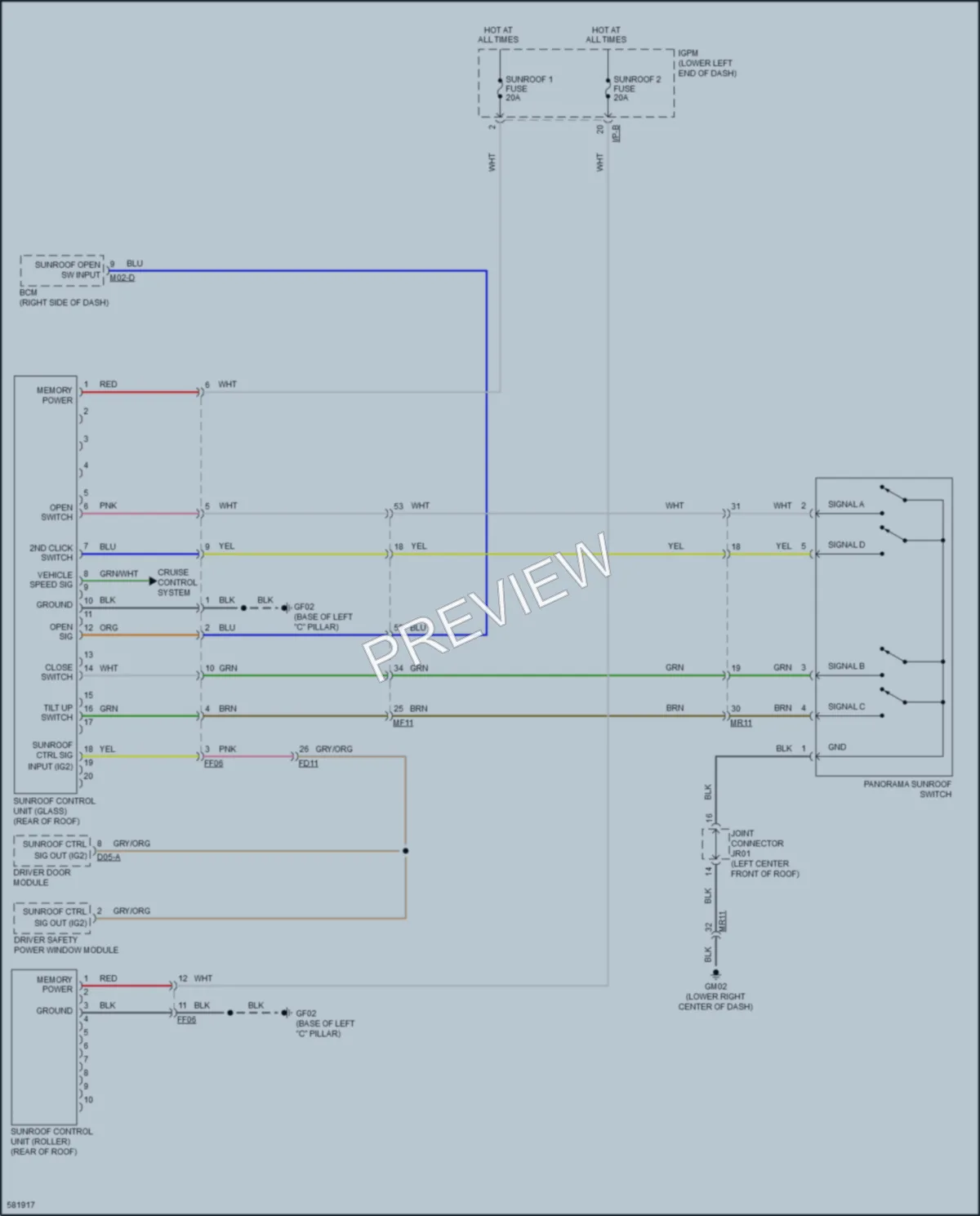 2020 Kia Cadenza Power Top Sunroof wiring diagram preview