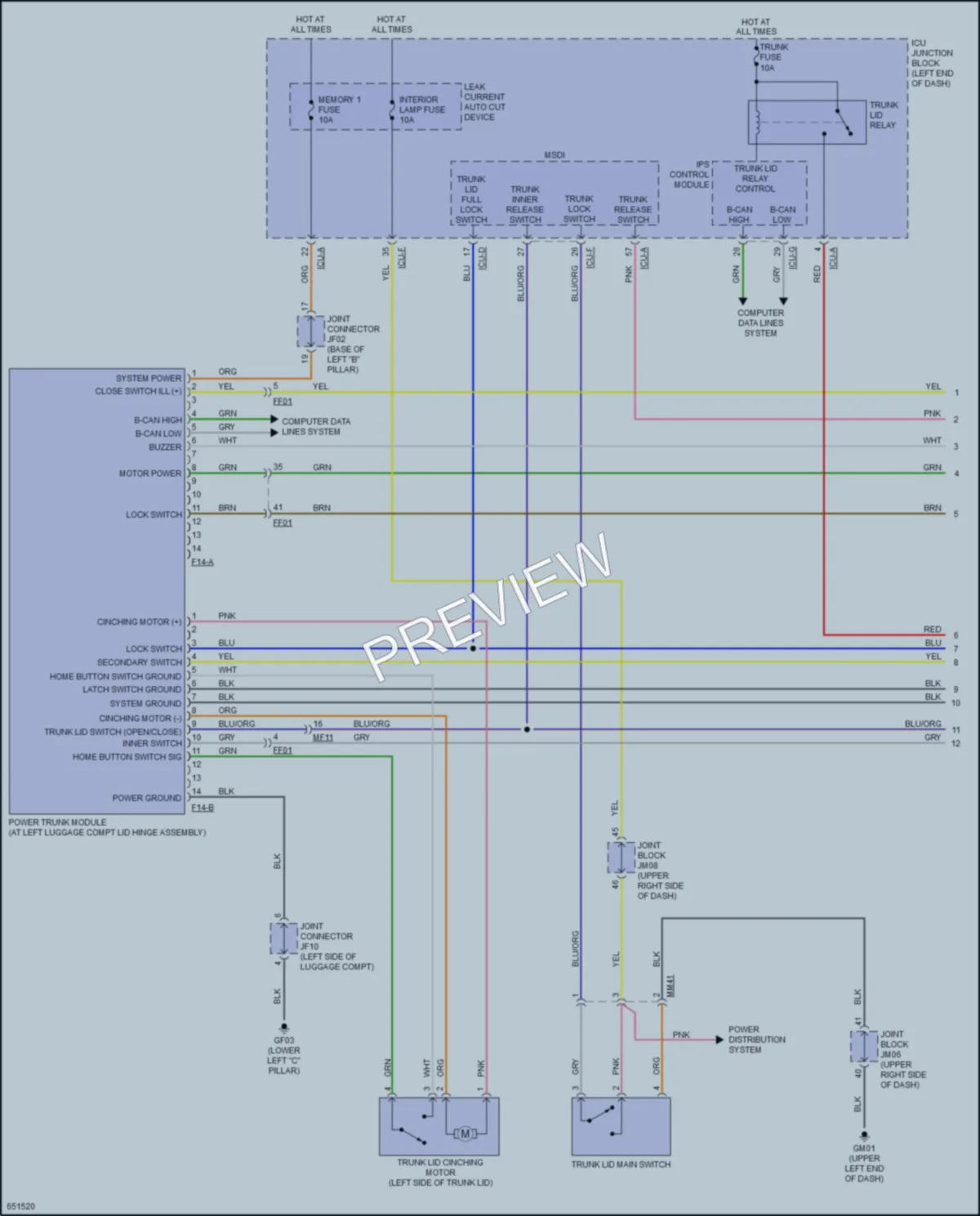 2020 Kia K900 Trunk Tailgate Fuel Door wiring diagram preview