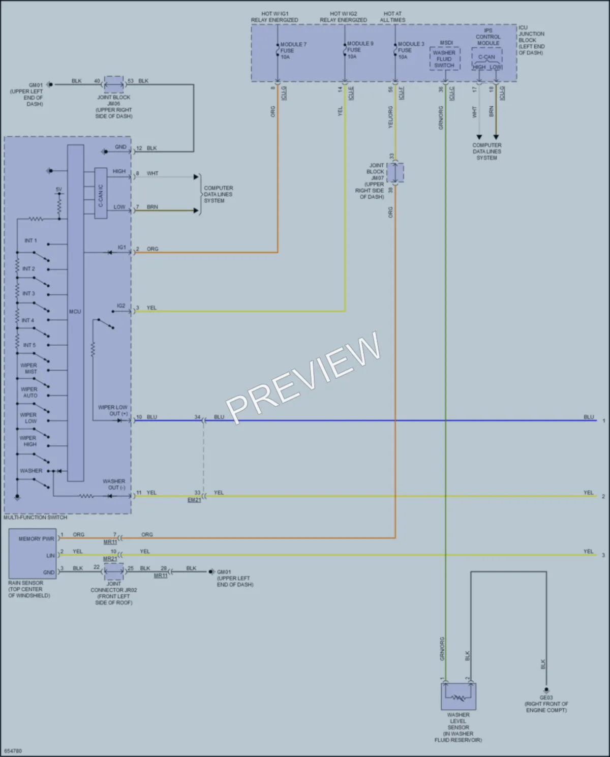 2020 Kia K900 Wiper Washer wiring diagram preview