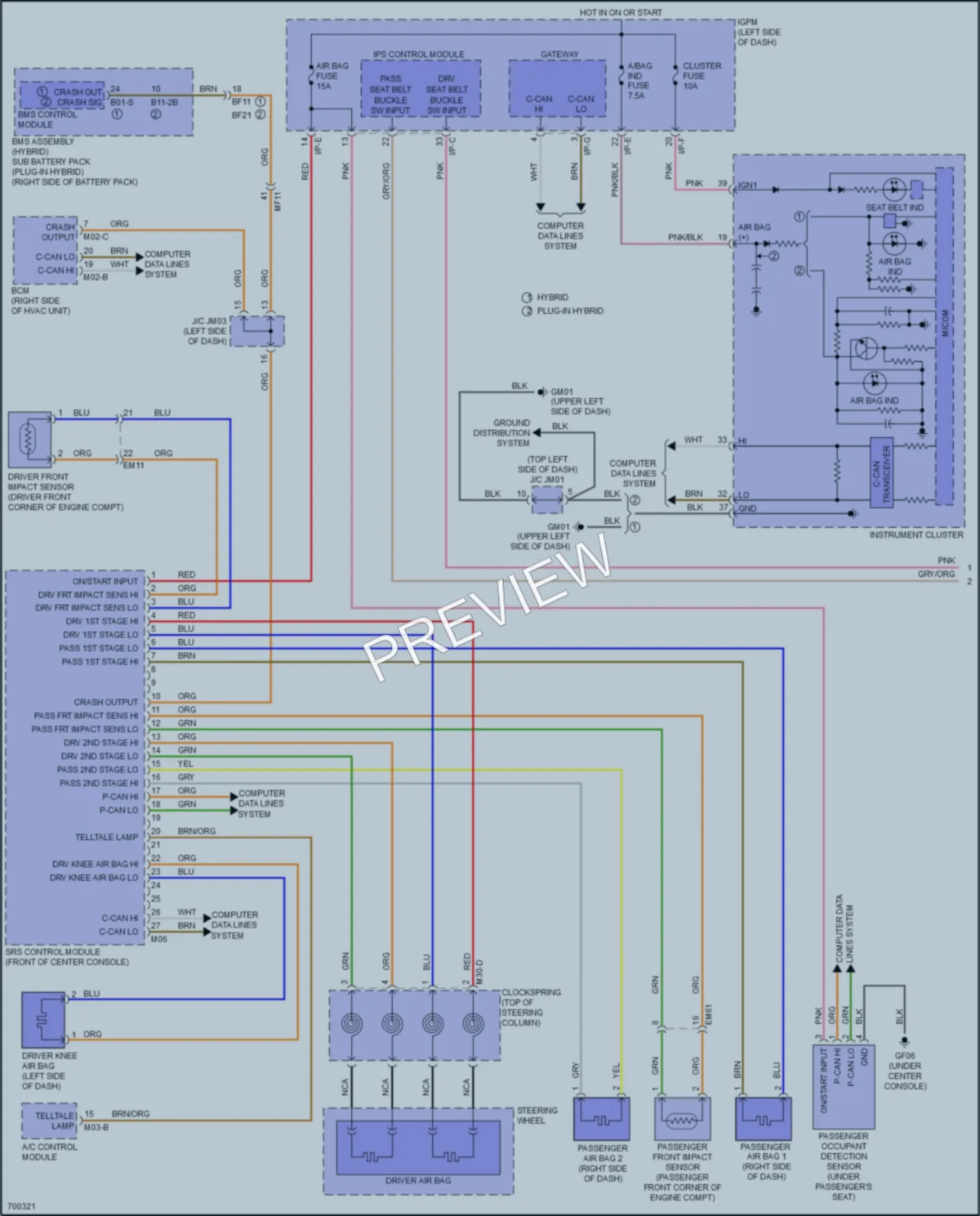 2020 Kia NiroPlugIn Supplemental Restraints wiring diagram preview