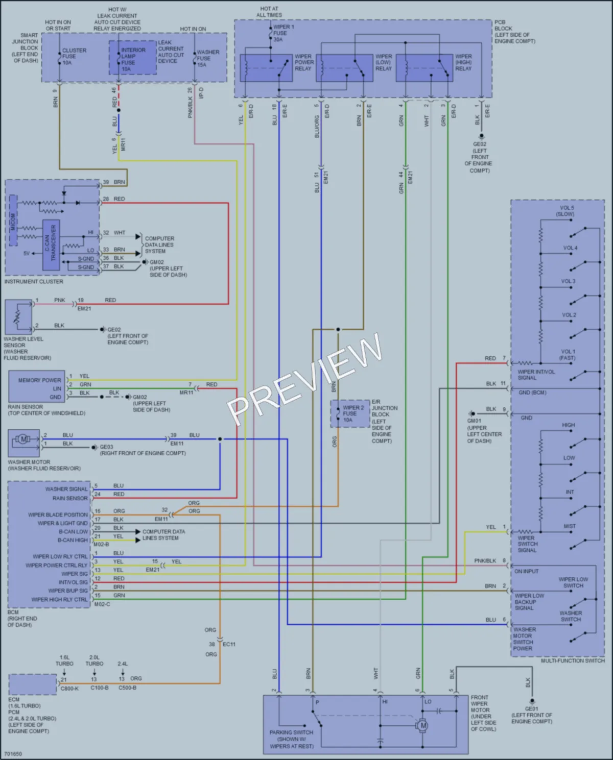 2020 Kia OptimaHybrid Wiper Washer wiring diagram preview
