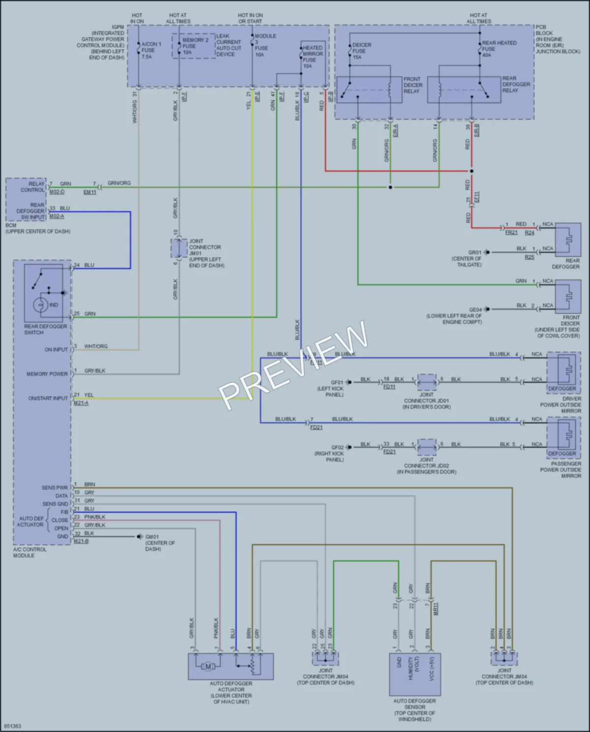 2020 Kia Sorento Defoggers wiring diagram preview