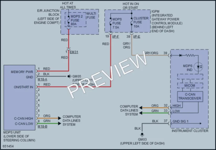 2020 Kia Sorento Electronic Power Steering wiring diagram preview
