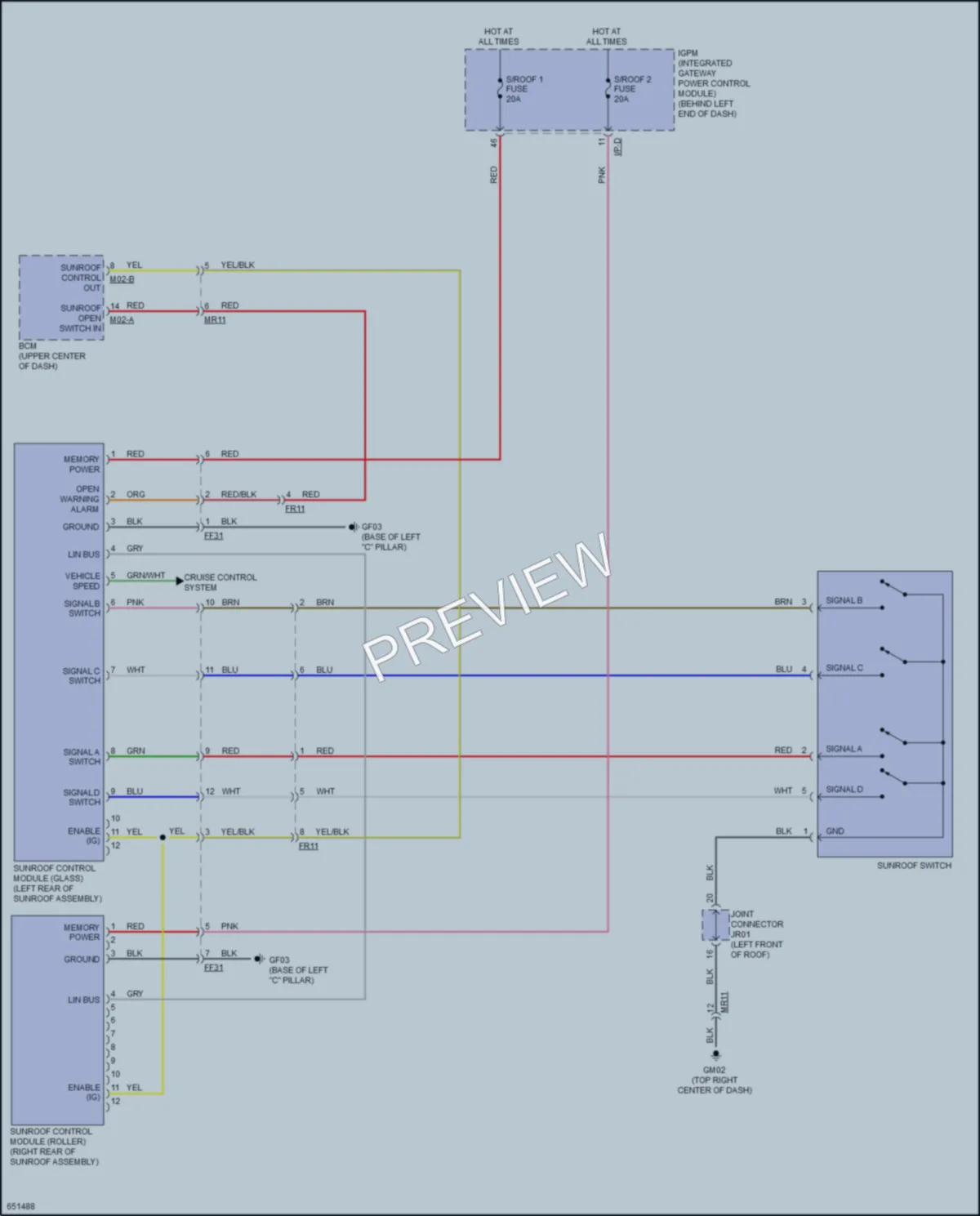 2020 Kia Sorento Power Top Sunroof wiring diagram preview