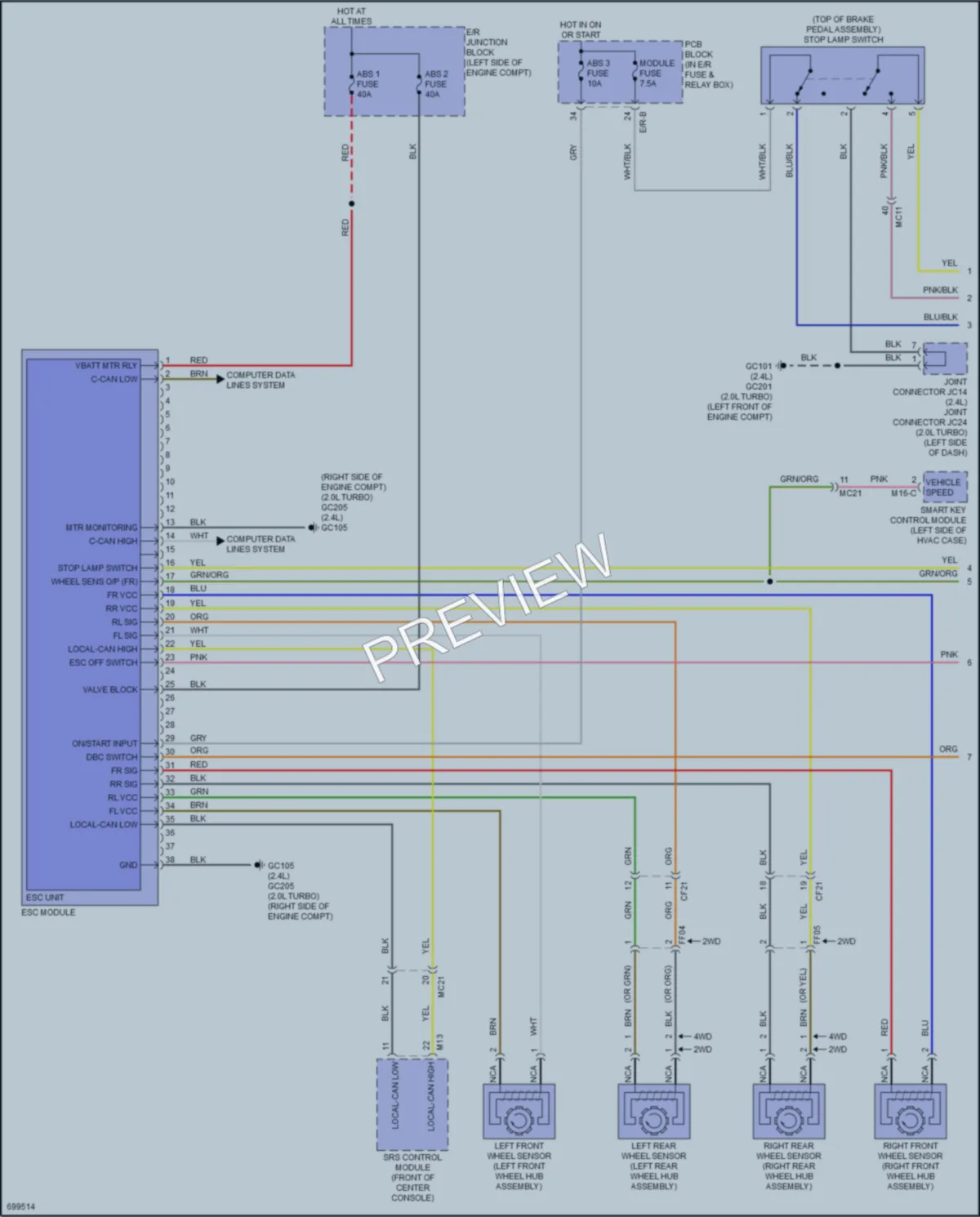 2020 Kia Sportage Anti Lock Brakes wiring diagram preview