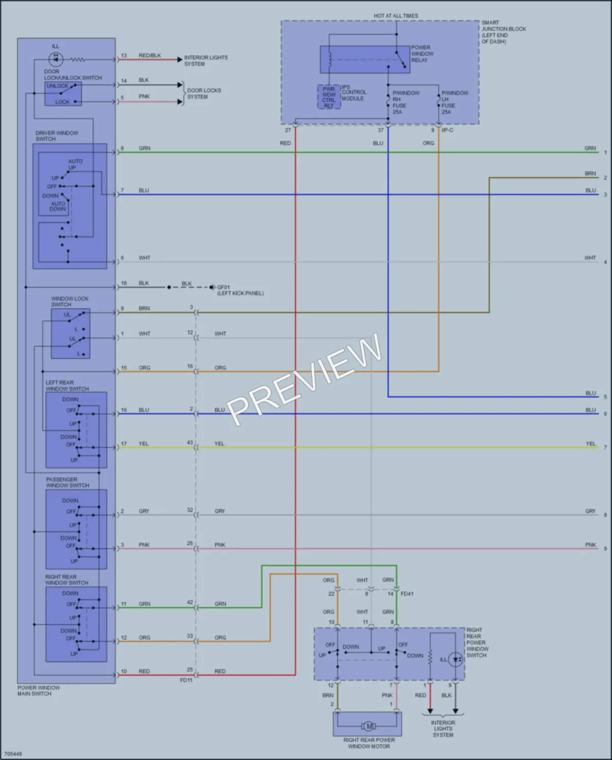 2020 Kia Sportage Power Windows wiring diagram preview