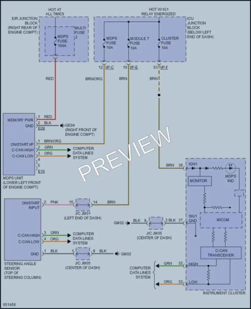 2020 Kia Stinger Electronic Power Steering wiring diagram preview