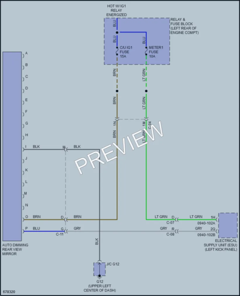 2020 Mazda CX3 Power Mirrors wiring diagram preview