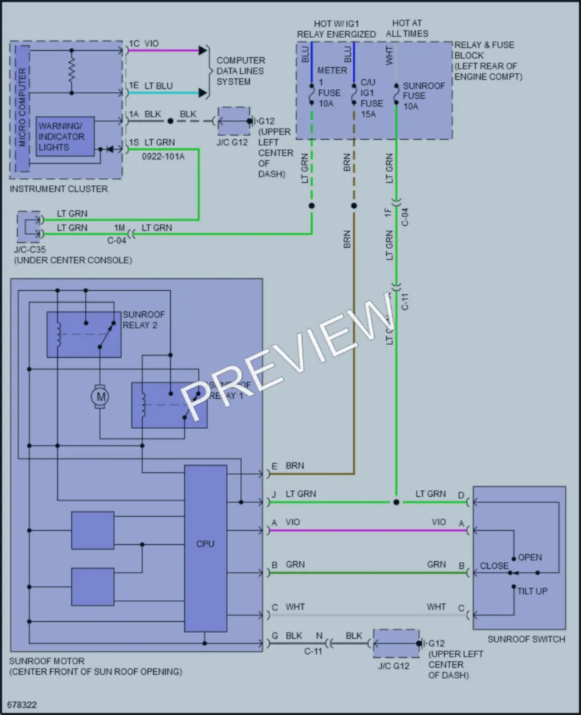 2020 Mazda CX3 Power Top Sunroof wiring diagram preview