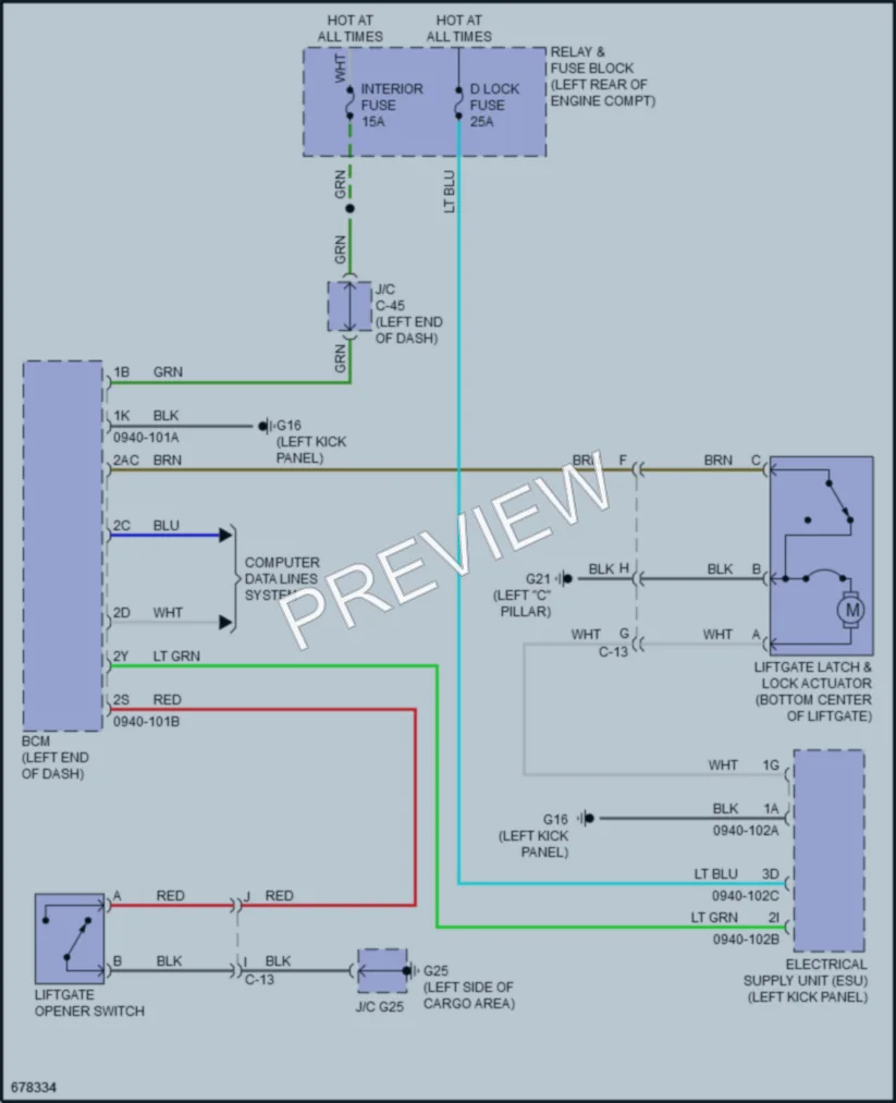 2020 Mazda CX3 Trunk Tailgate Fuel Door wiring diagram preview