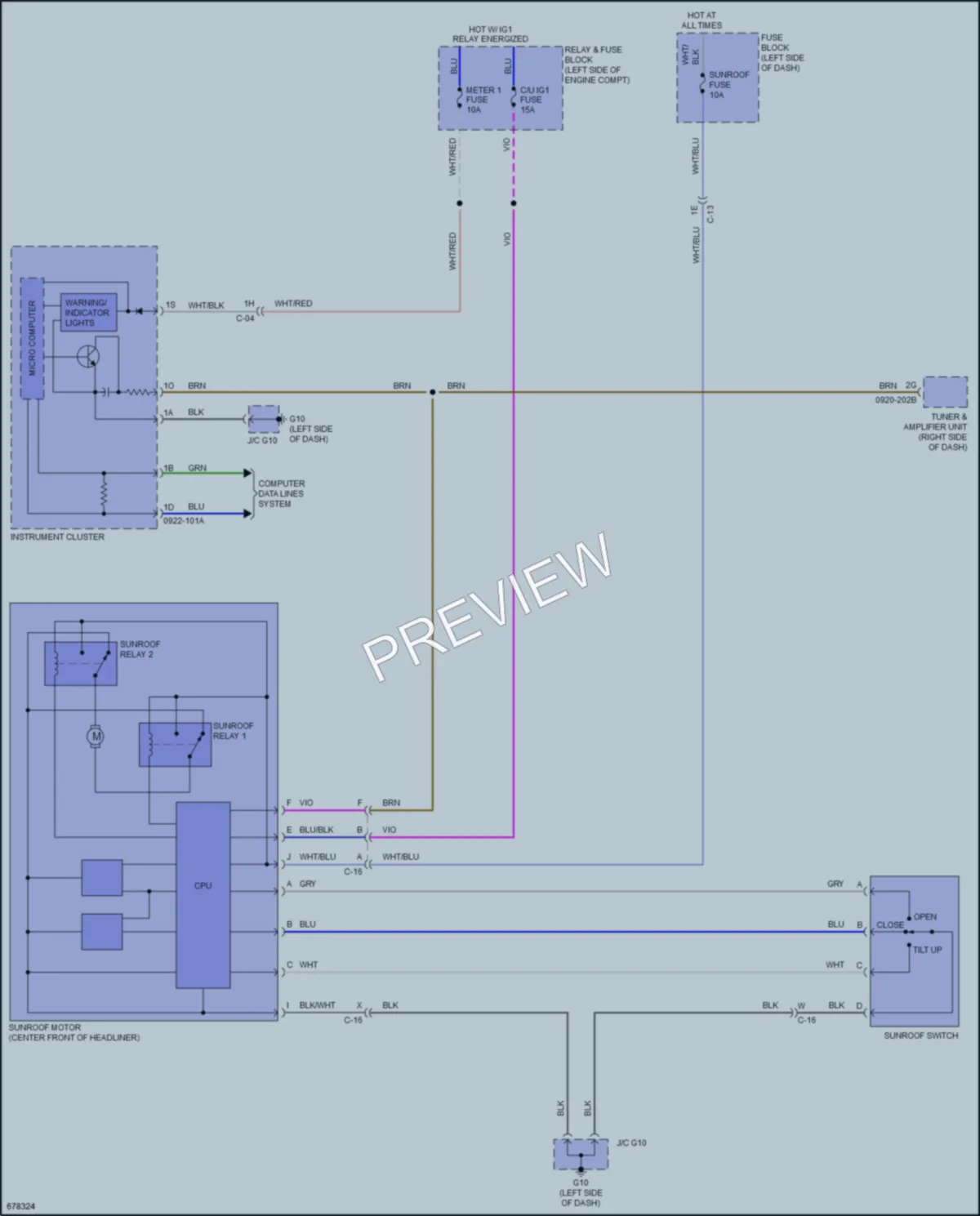 2020 Mazda CX9 Power Top Sunroof wiring diagram preview