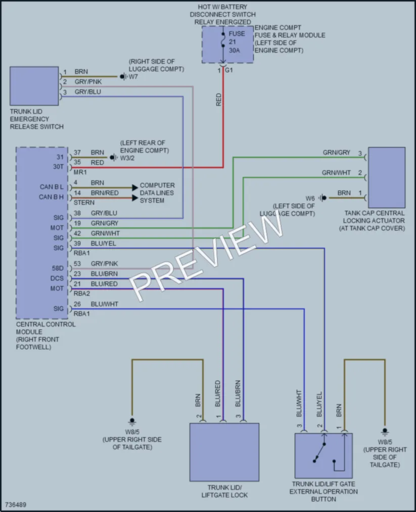 2020 MercedesBenz CLA250 Trunk Tailgate Fuel Door wiring diagram preview