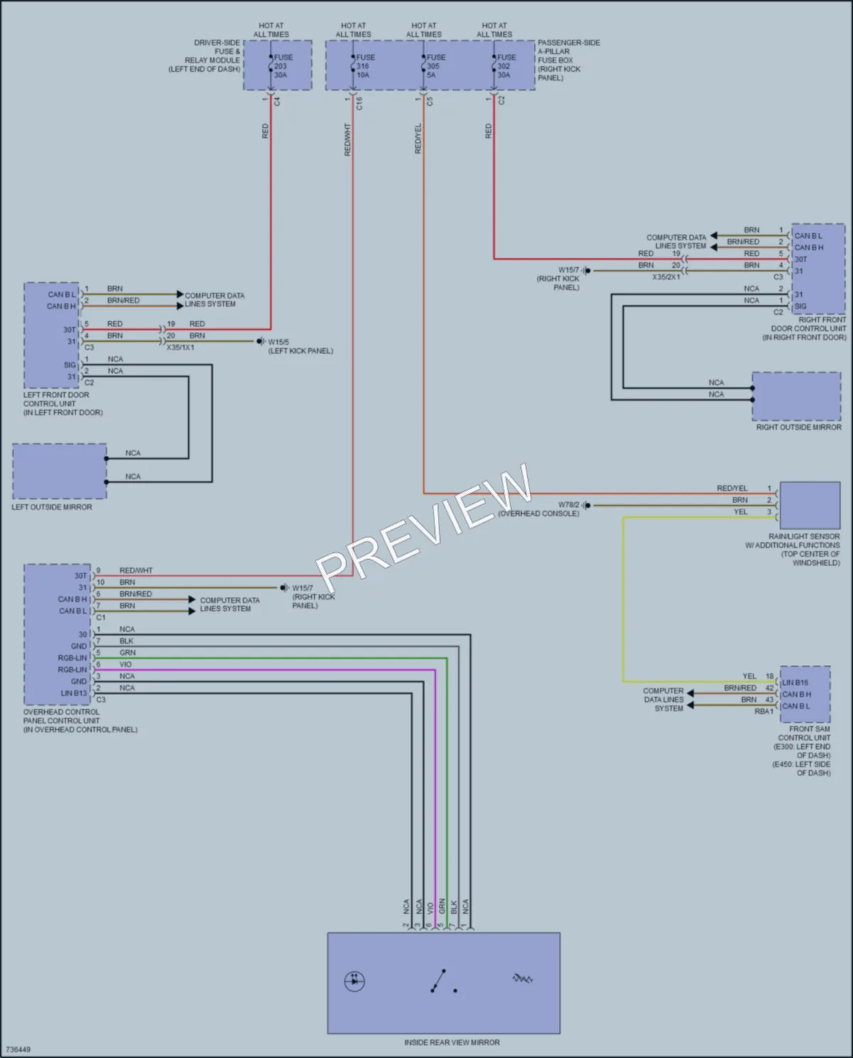 2020 MercedesBenz E350 Power Mirrors wiring diagram preview