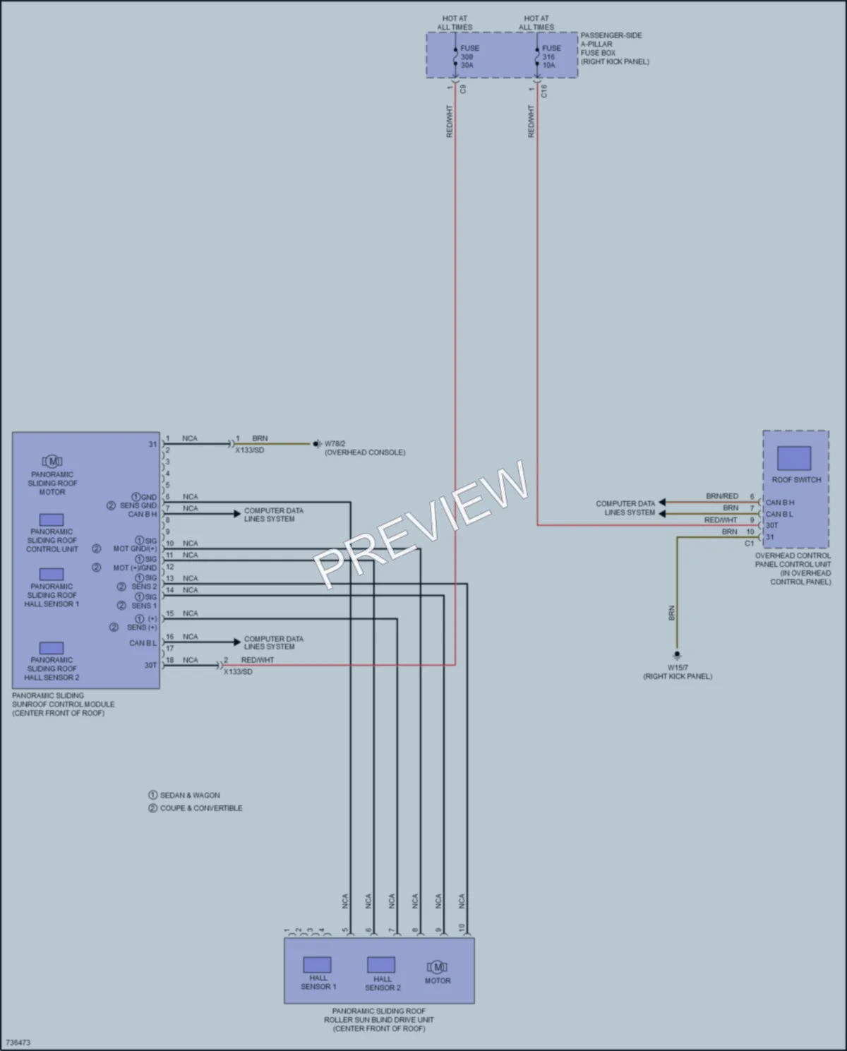2020 MercedesBenz E350 Power Top Sunroof wiring diagram preview