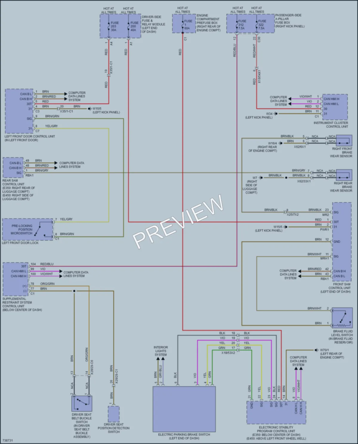 2020 MercedesBenz E350 Warning Systems wiring diagram preview