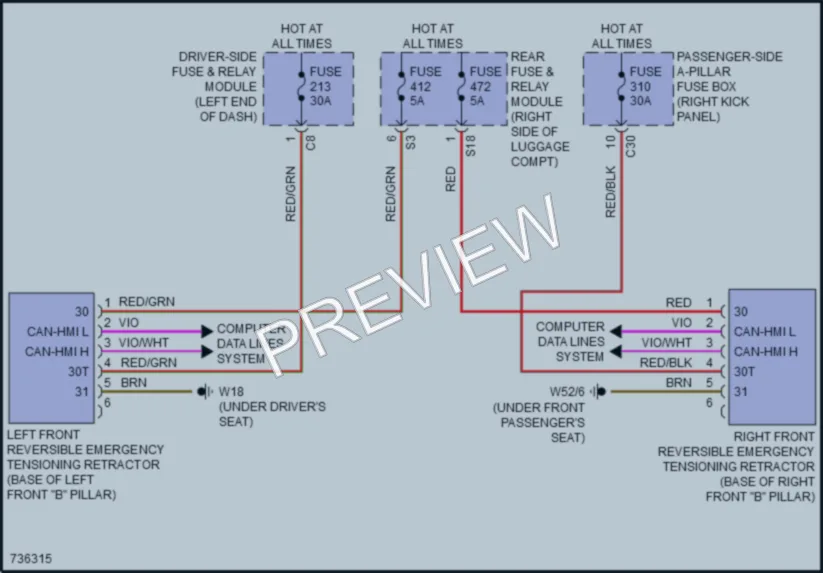 2020 MercedesBenz E450 Supplemental Restraints wiring diagram preview