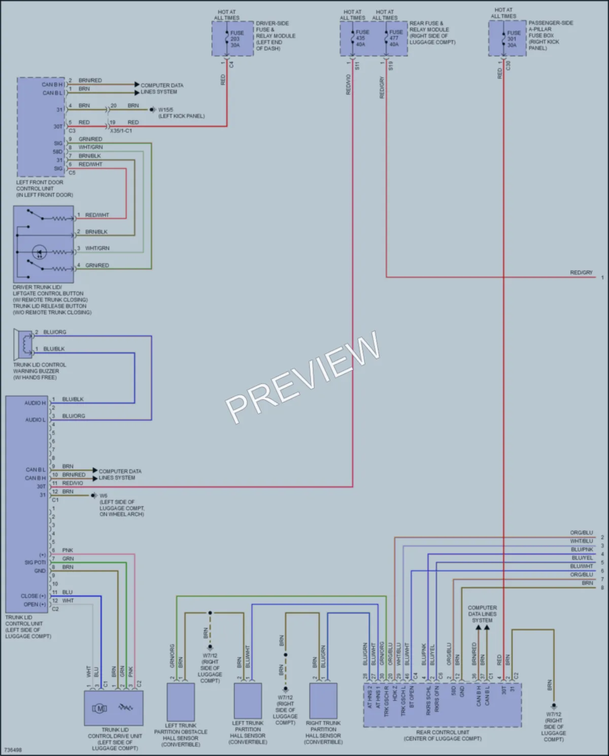 2020 MercedesBenz E450 Trunk Tailgate Fuel Door wiring diagram preview