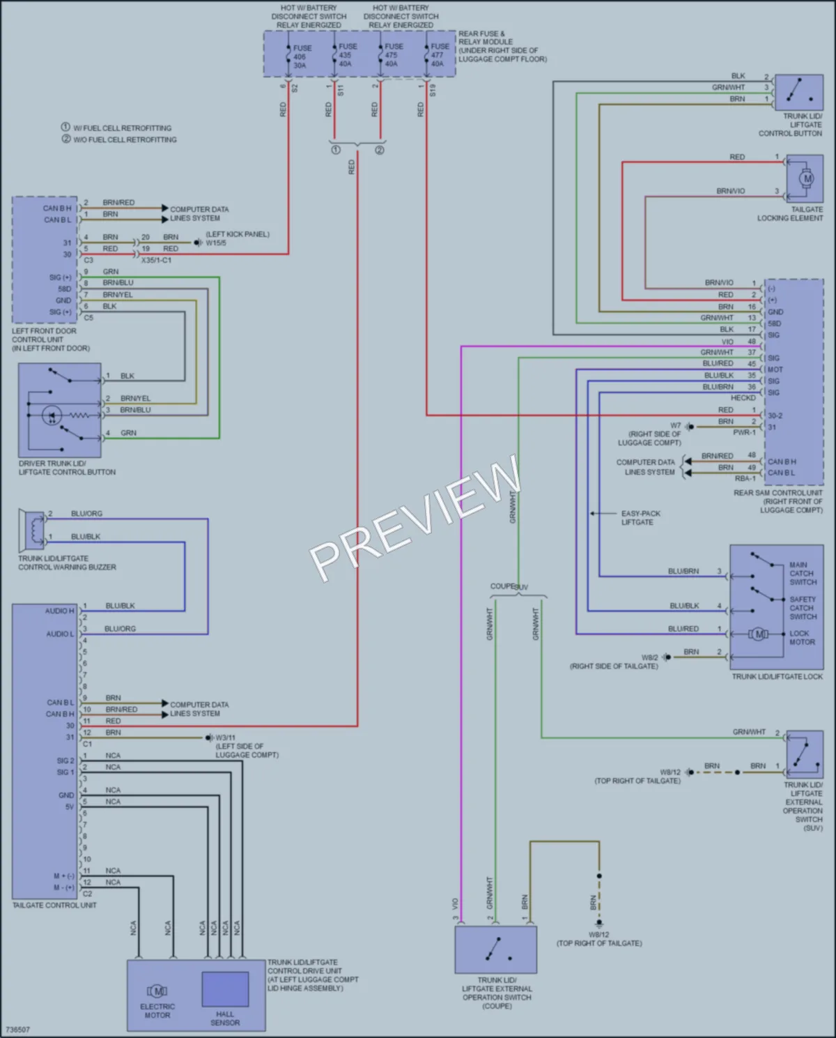 2020 MercedesBenz GLC300Coupe Trunk Tailgate Fuel Door wiring diagram preview