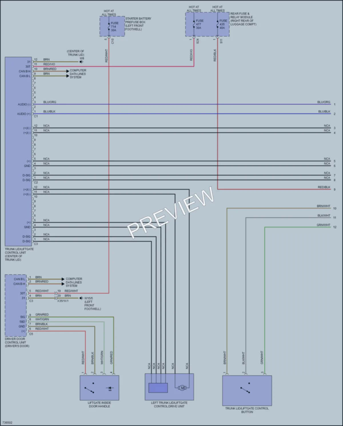 2020 MercedesBenz GLS450 Trunk Tailgate Fuel Door wiring diagram preview