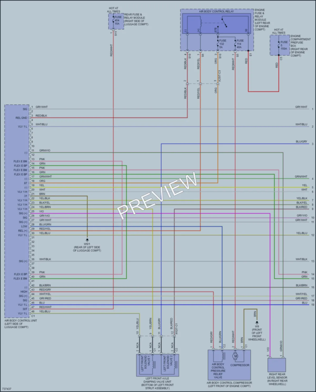 2020 MercedesBenz S450 Electronic Suspension wiring diagram preview