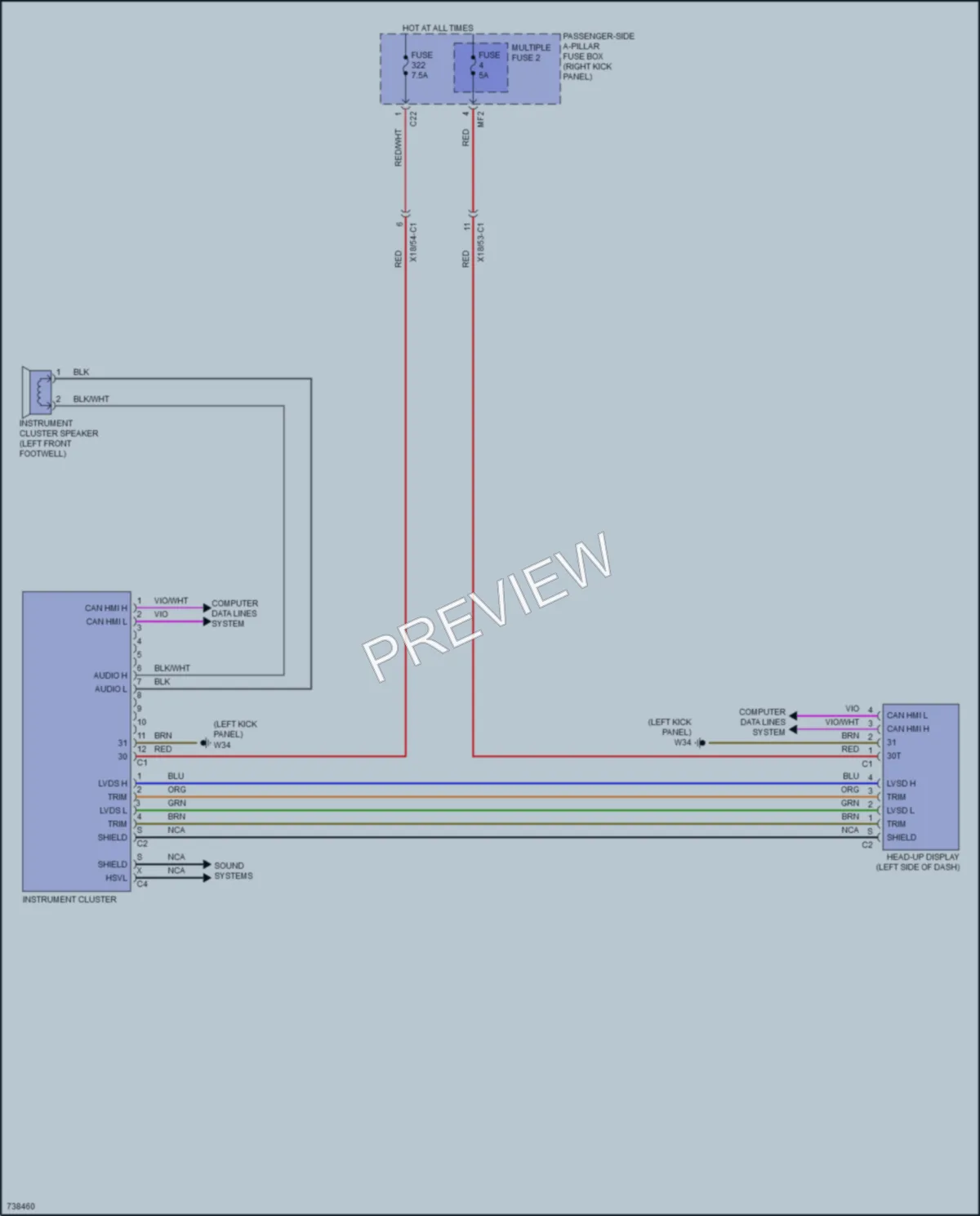 2020 MercedesBenz S450 Instrument Cluster wiring diagram preview