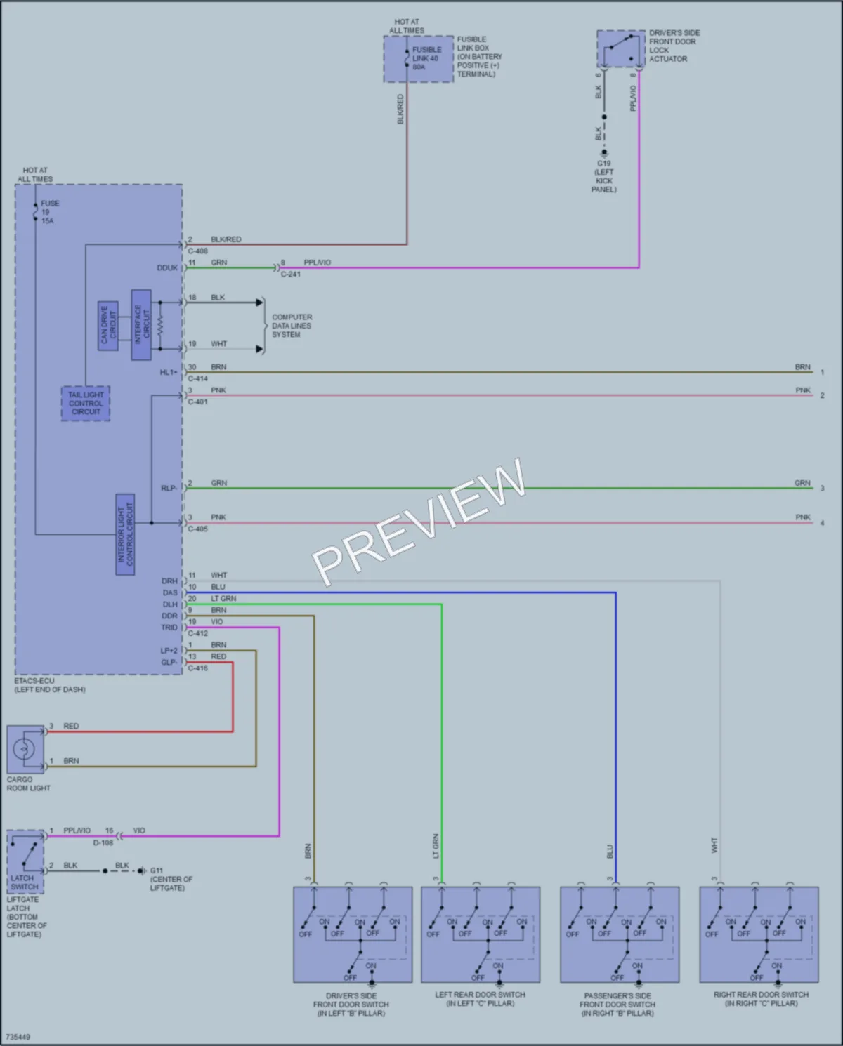 2020 Mitsubishi EclipseCross Interior Lights wiring diagram preview