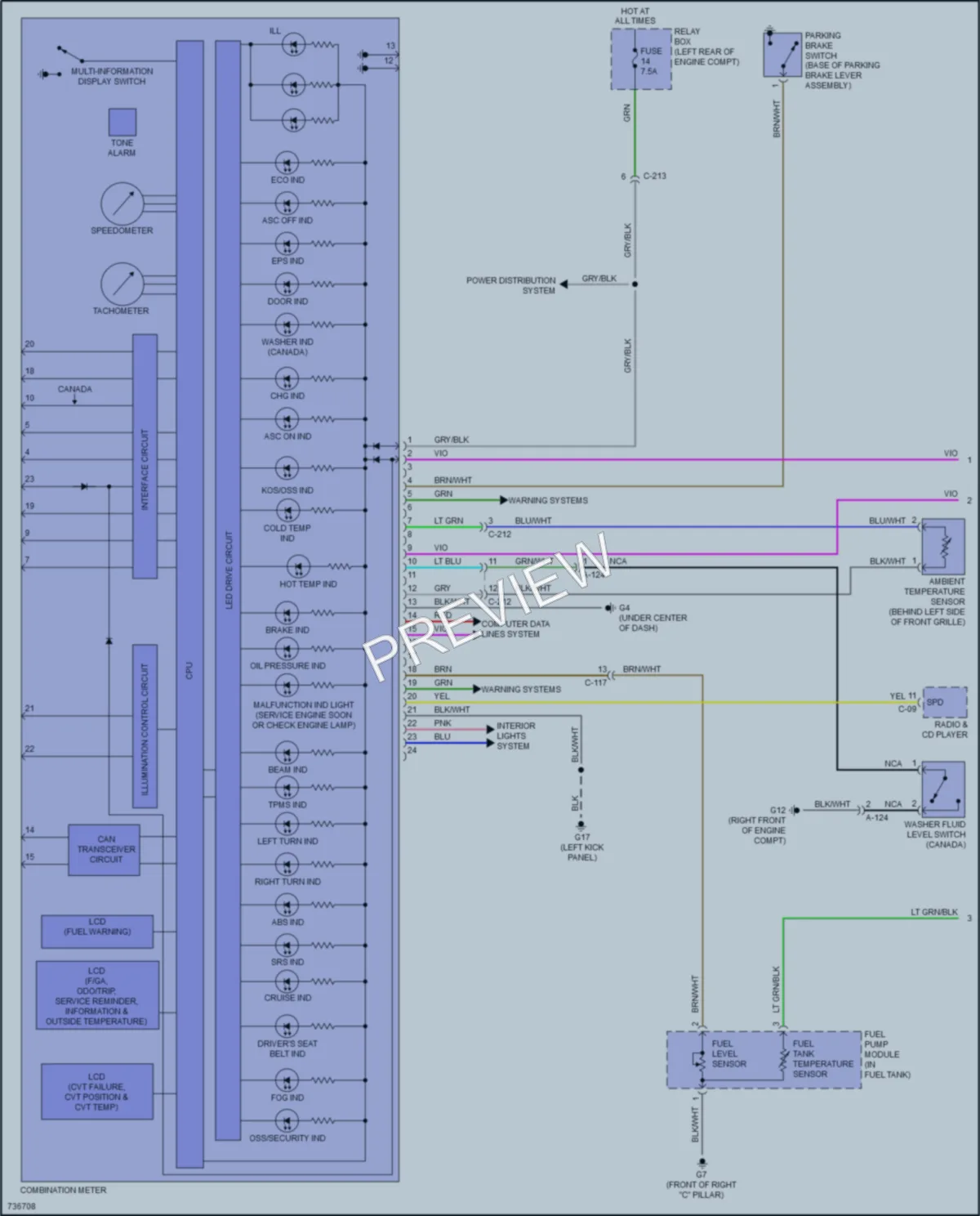 2020 Mitsubishi Mirage Instrument Cluster wiring diagram preview