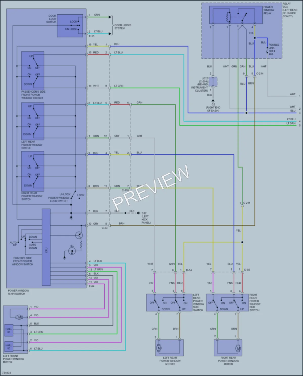 2020 Mitsubishi Mirage Power Windows wiring diagram preview