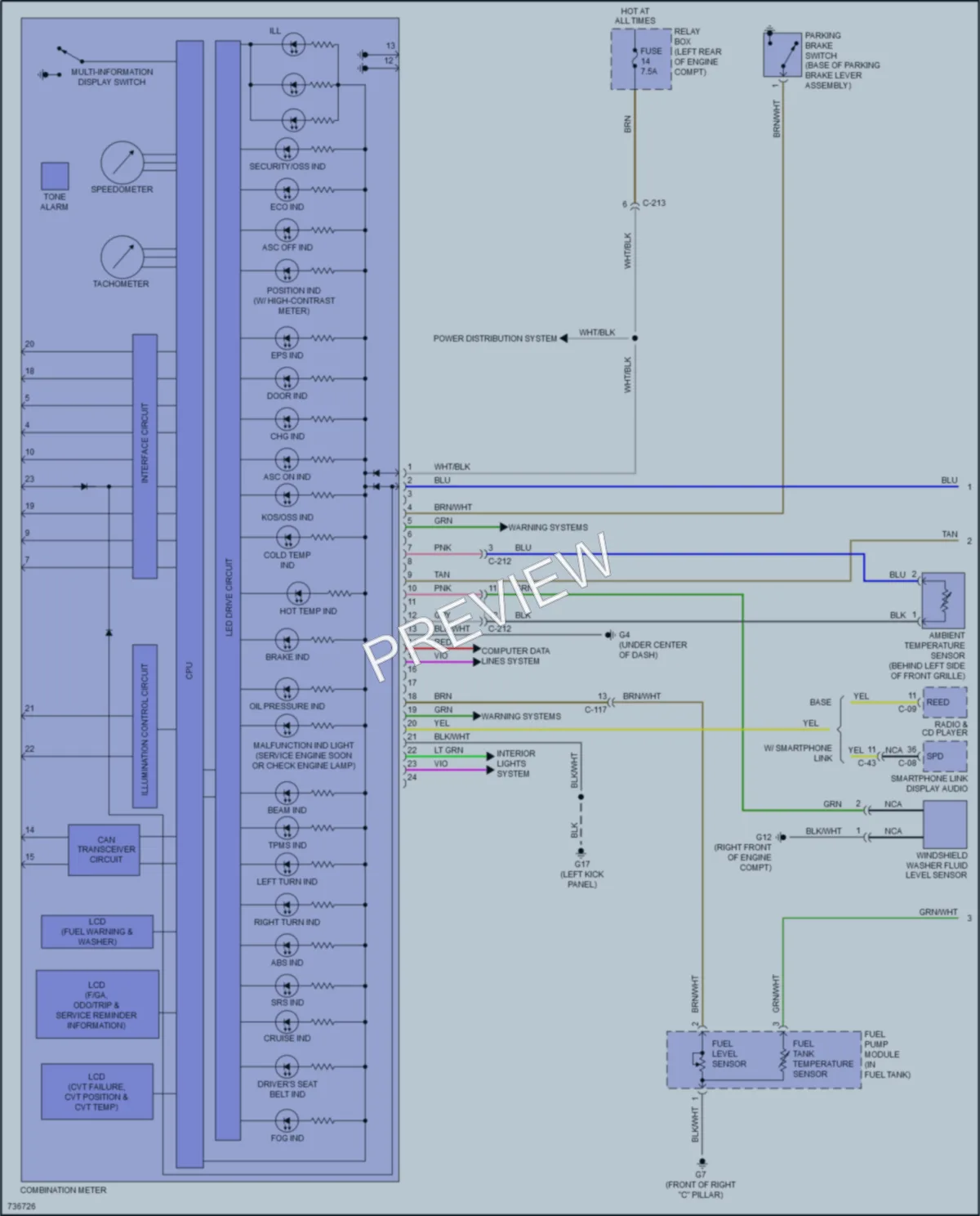 2020 Mitsubishi MirageG4 Instrument Cluster wiring diagram preview