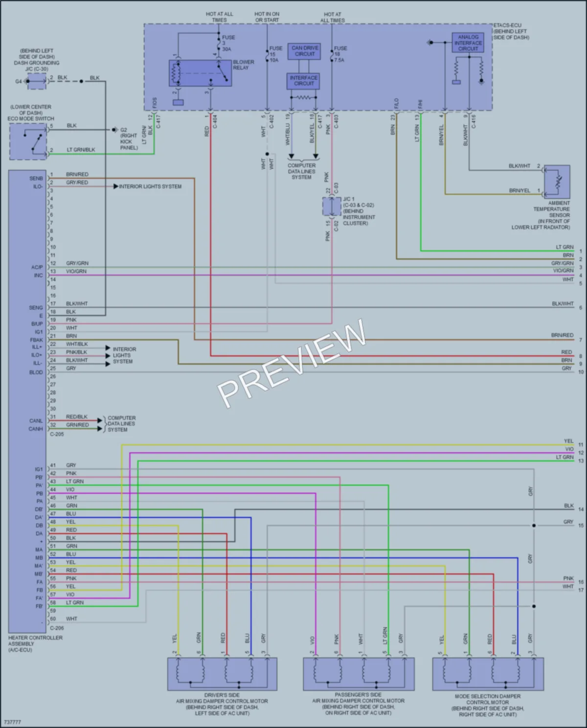 2020 Mitsubishi Outlander Air Conditioning wiring diagram preview