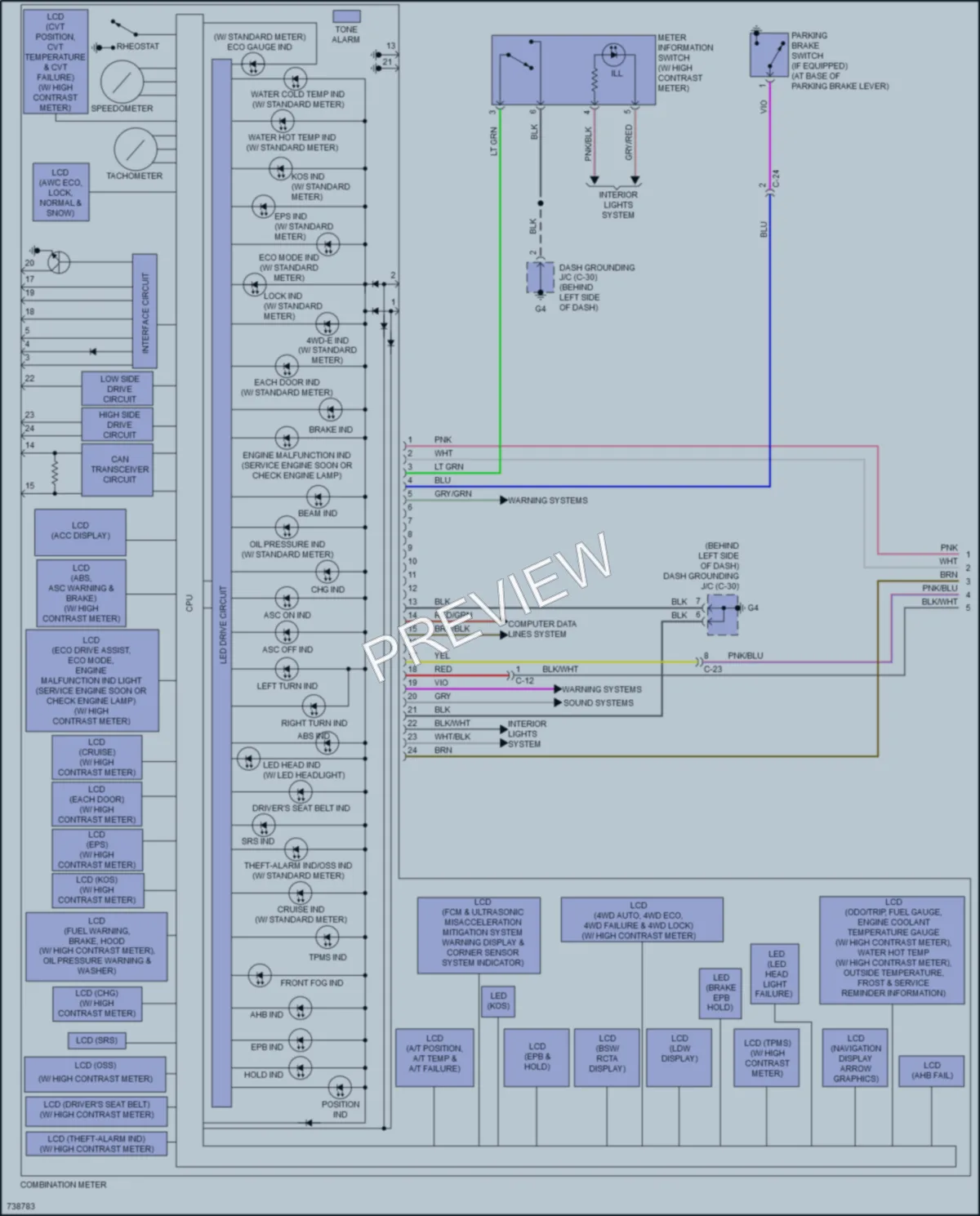 2020 Mitsubishi Outlander Instrument Cluster wiring diagram preview