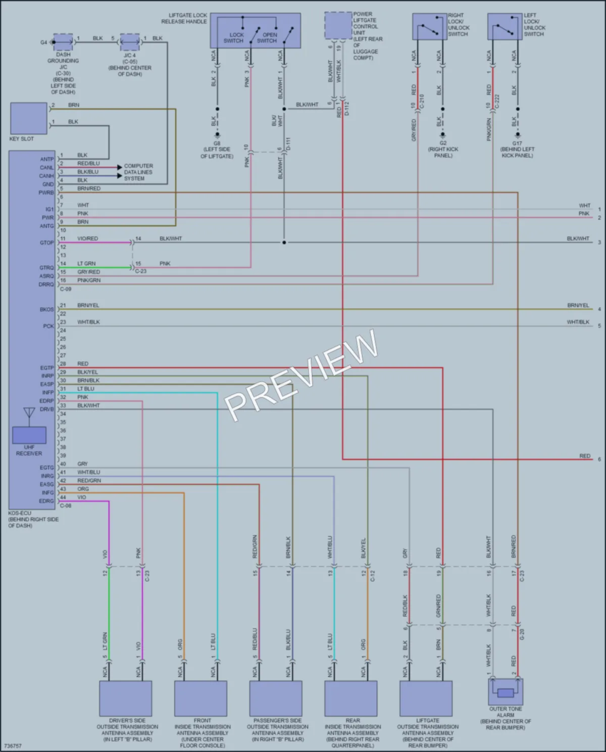 2020 Mitsubishi Outlander Power Door Locks wiring diagram preview