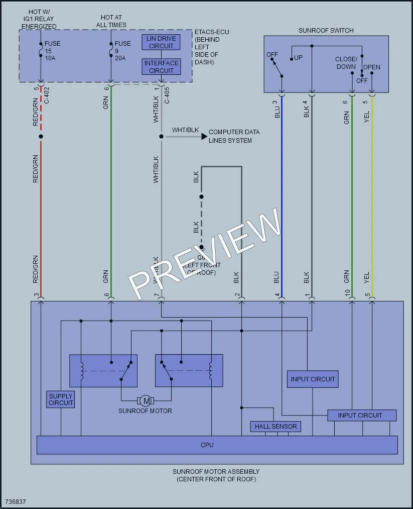 2020 Mitsubishi Outlander Power Top Sunroof wiring diagram preview