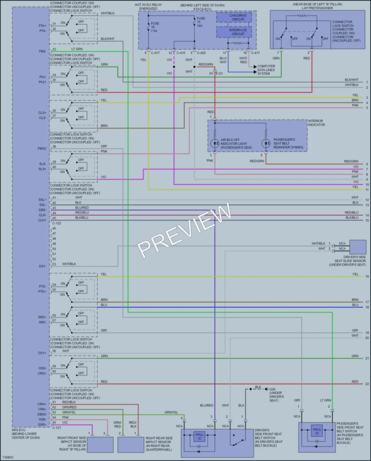 2020 Mitsubishi Outlander Supplemental Restraints wiring diagram preview