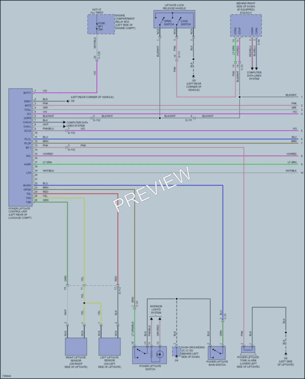 2020 Mitsubishi Outlander Trunk Tailgate Fuel Door wiring diagram preview