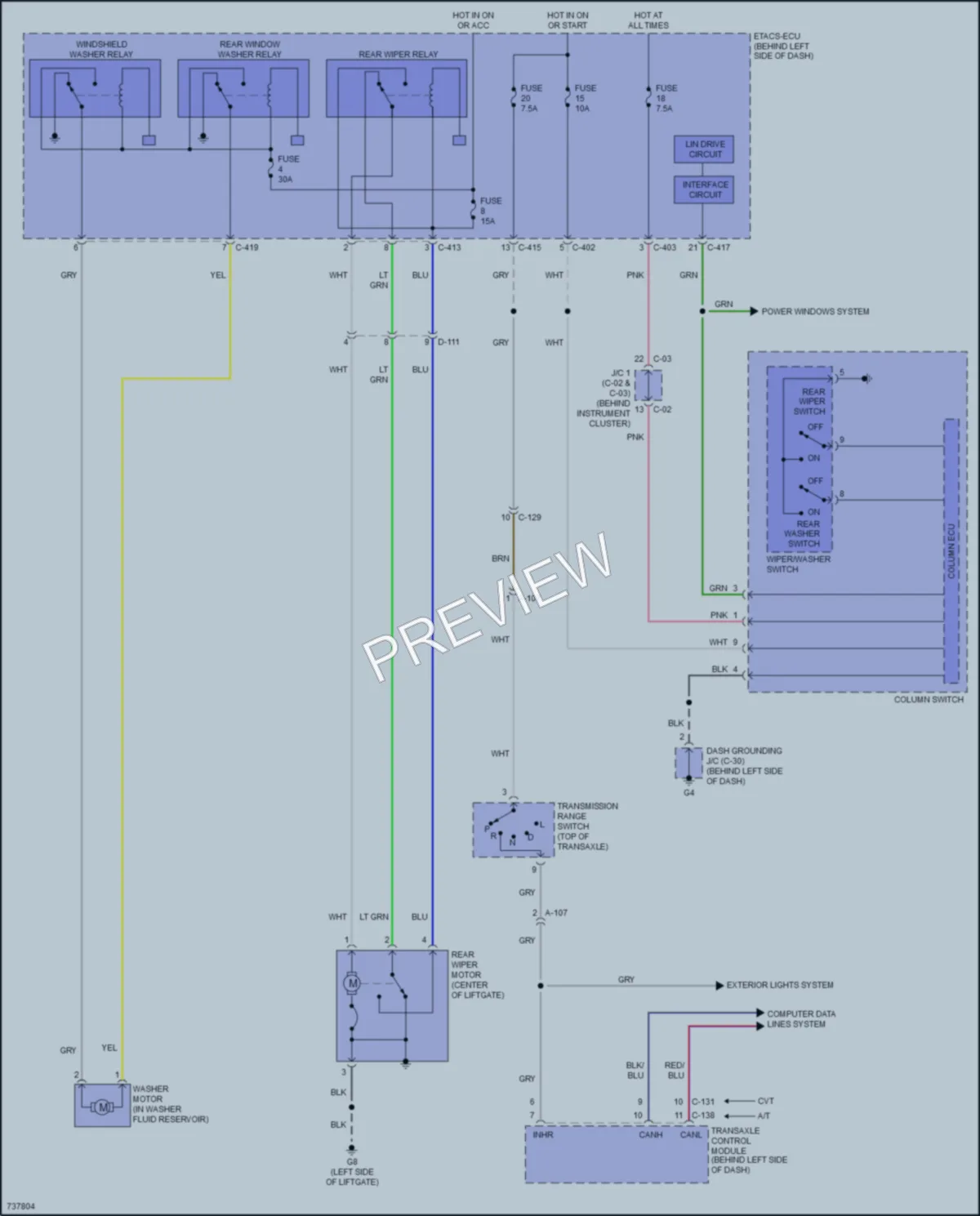 2020 Mitsubishi Outlander Wiper Washer wiring diagram preview