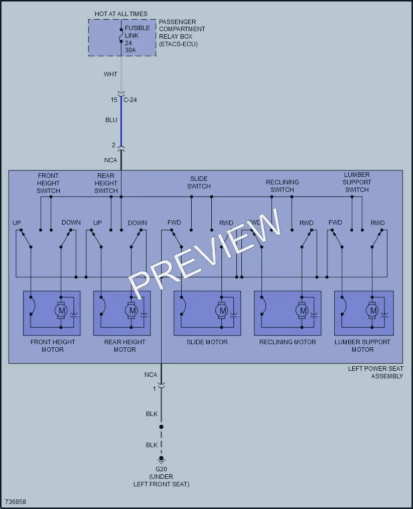 2020 Mitsubishi OutlanderPHEV Power Seats wiring diagram preview
