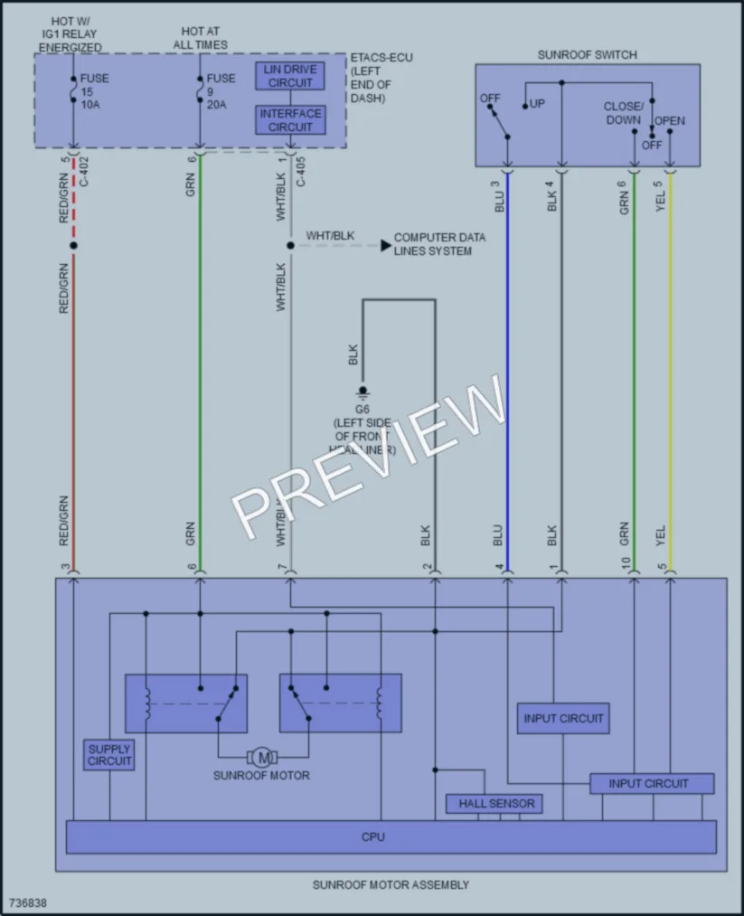 2020 Mitsubishi OutlanderPHEV Power Top Sunroof wiring diagram preview