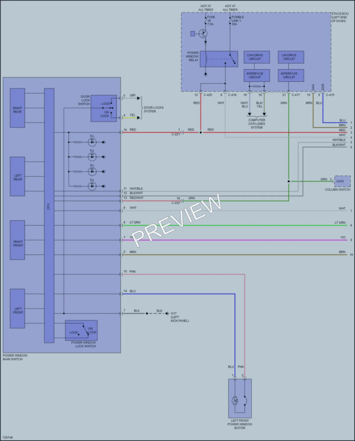 2020 Mitsubishi OutlanderPHEV Power Windows wiring diagram preview
