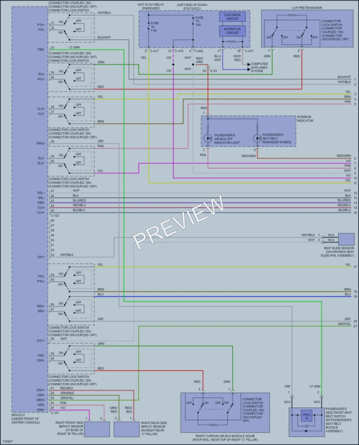 2020 Mitsubishi OutlanderPHEV Supplemental Restraints wiring diagram preview