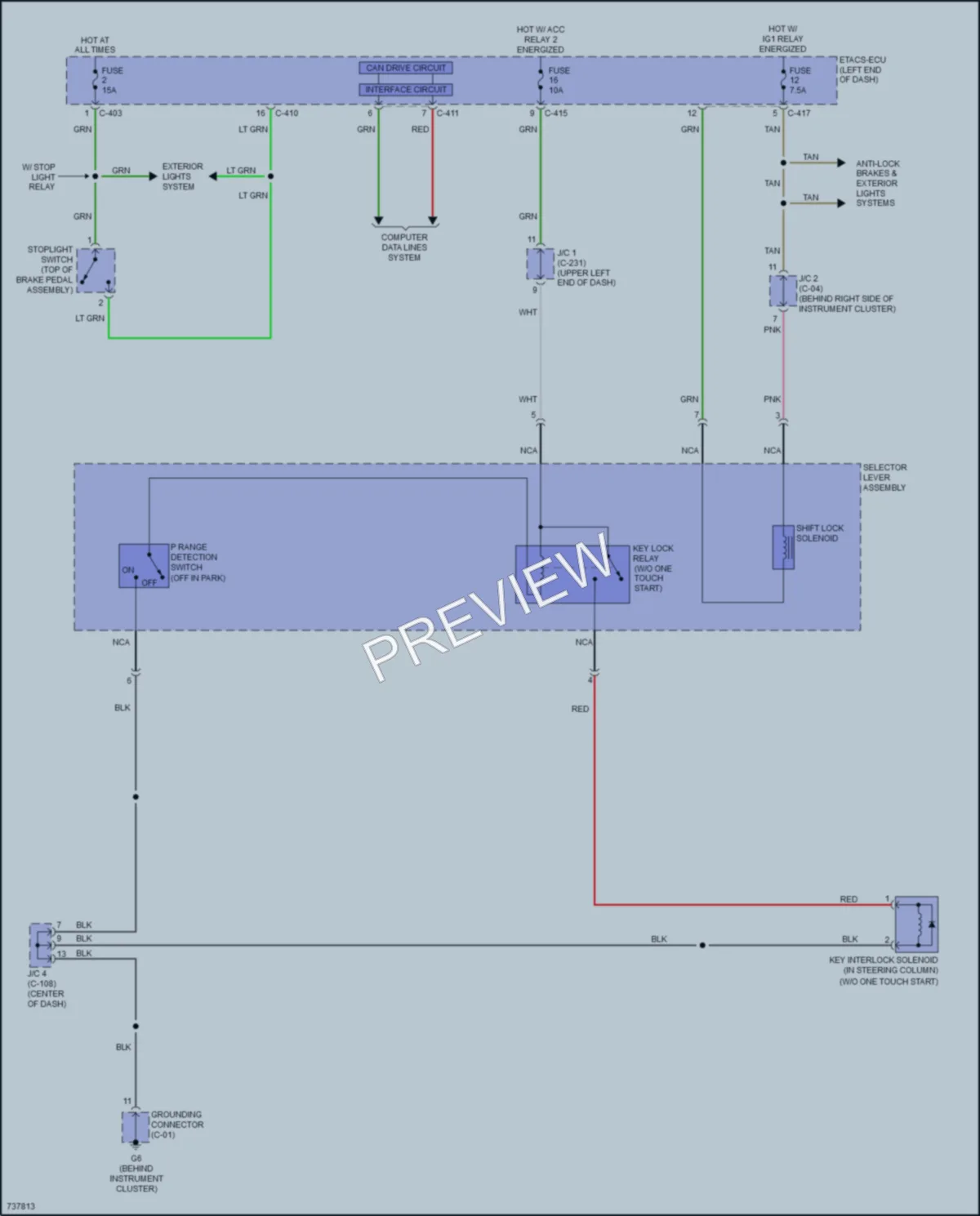 2020 Mitsubishi OutlanderSport Shift Interlock wiring diagram preview