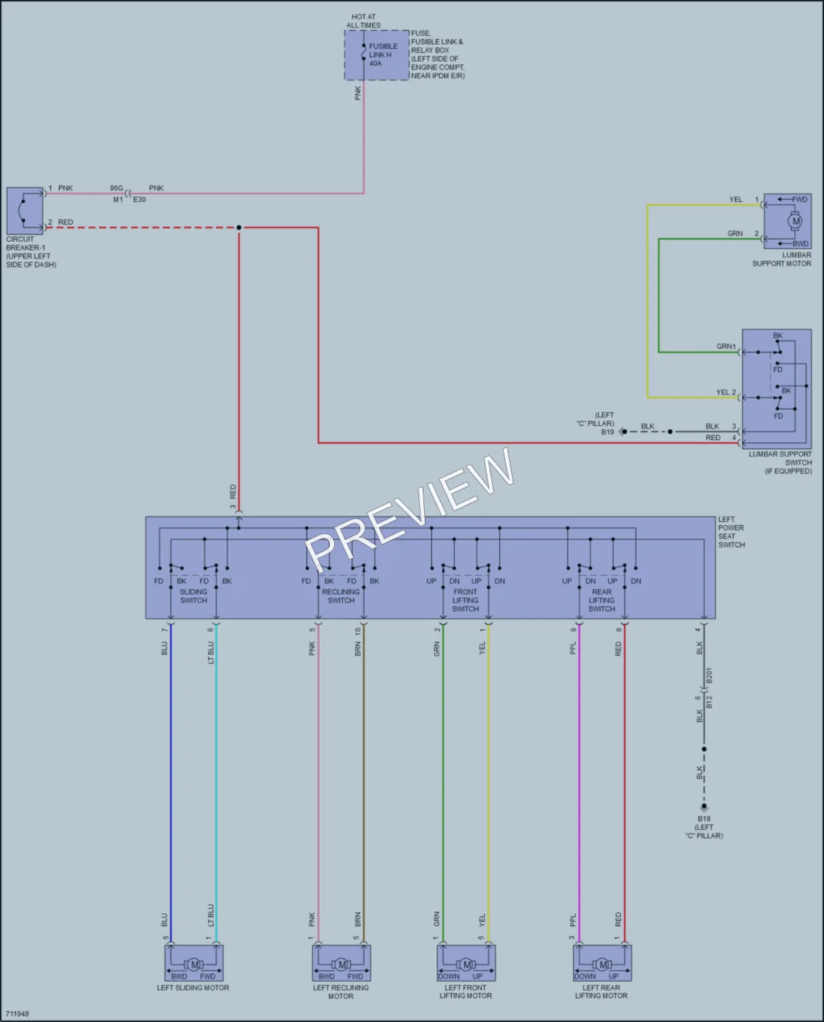 2020 Nissan Altima Power Seats wiring diagram preview