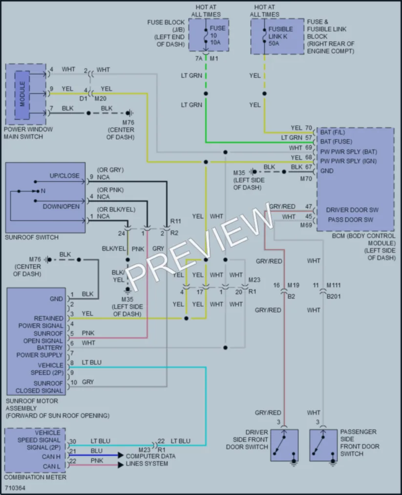 2020 Nissan Armada Power Top Sunroof wiring diagram preview